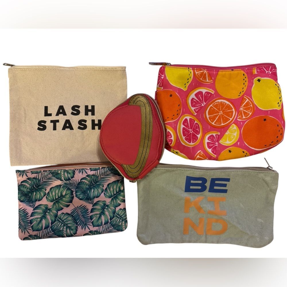 5 Pack Bundle - Travel Makeup Storage Zipper Bags & Case